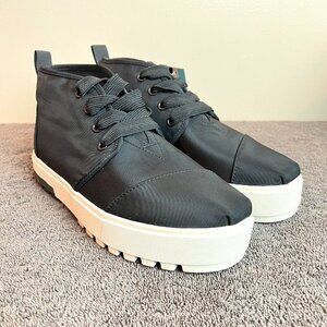 Toms Womens Size 9 Black Twill High Top Lug Sole‎ Platform Sneakers Shoes